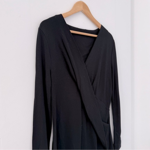 COS black draped knit jersey long sleeve dress - Medium - Picture 2 of 5